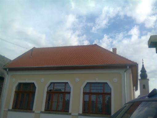 The top and facade of prayer house in Hévízgyörk